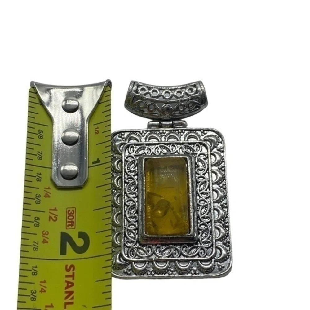 Pressed Amber Gemstone Sterling Silver 925 Pendant 2.5in